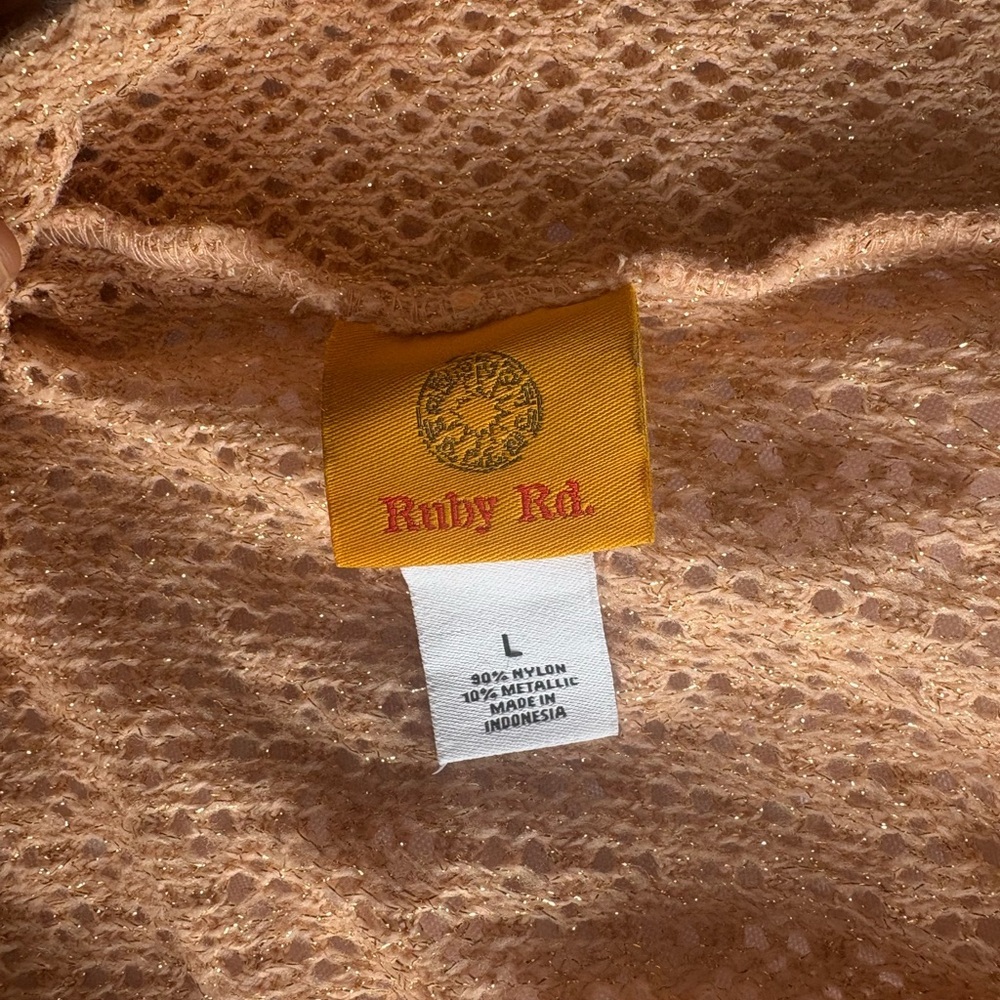 Ruby Rd. Shimmering Gold/peach Knit Top